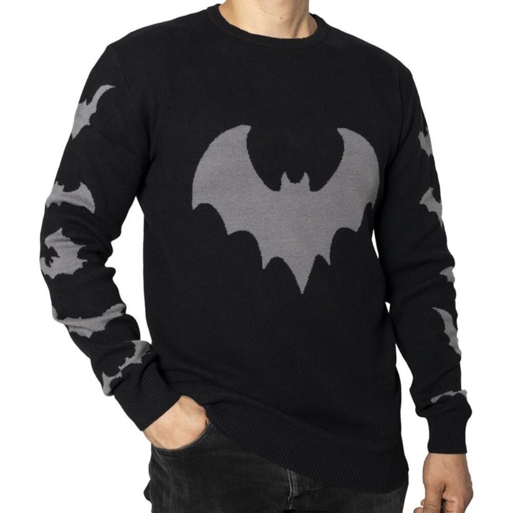 Bat Sleeve Black Gray Bats Gothic Sweater 100% Cotton Knit S-M-L-XL-2XL-3XL NWT